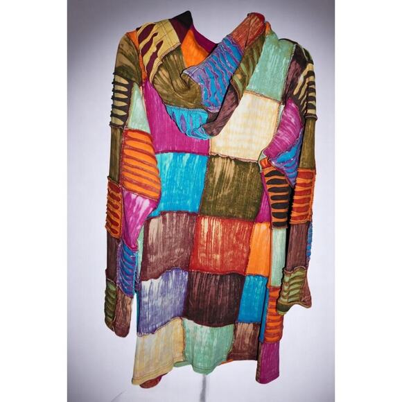 Greater Good Network Boho Patchwork Hoodie S/M – Handmade in Nepal – 100% Cotton - Picture 5 of 6